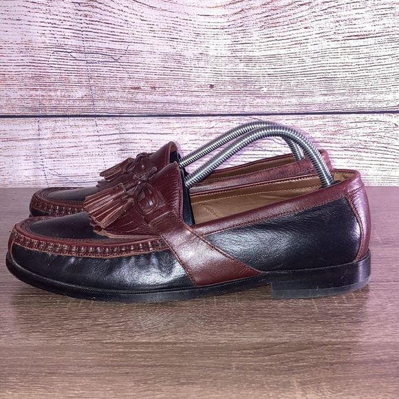 Mens Johnston & Murphy Aragon II Kiltie Tassel Black Smooth/Antique Mahogany 9.5 - Picture 5 of 11